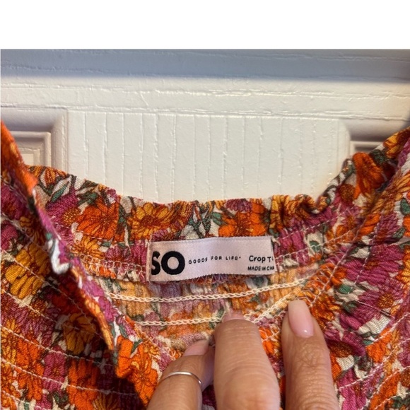 BNWT S.O. Orange Floral Crop Top- Ribbed and super stretchy. - Picture 5 of 6